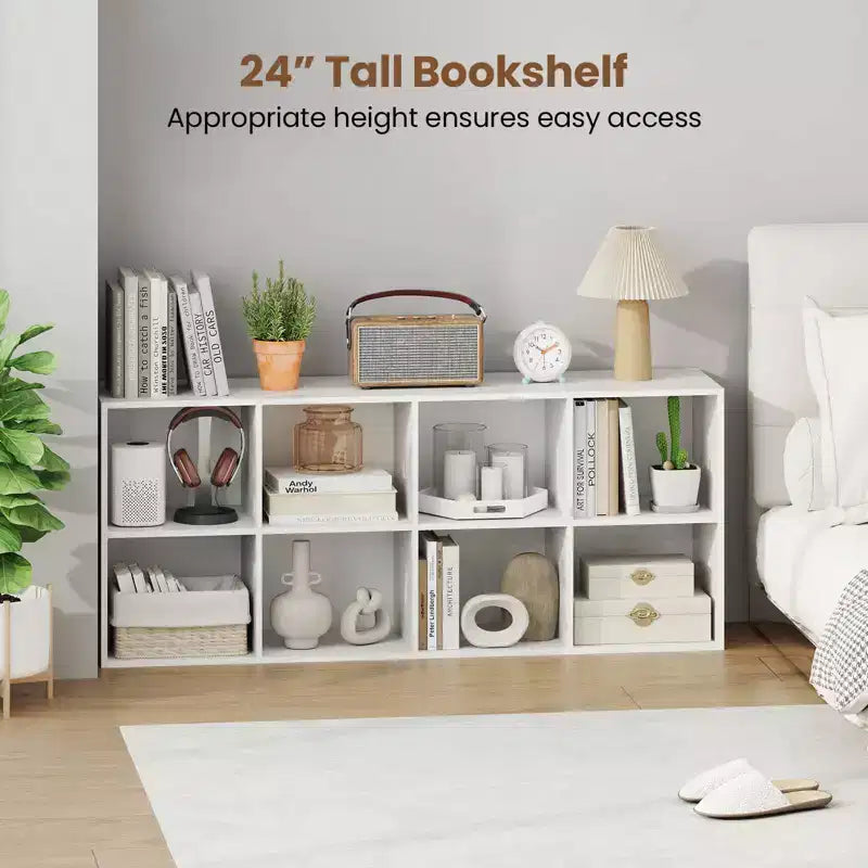 Libreria a 8 cubi Costway con 2 kit antiribaltamento, organizer marrone rustico/bianco