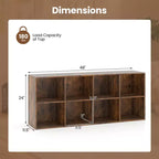 Libreria a 8 cubi Costway con 2 kit antiribaltamento, organizer marrone rustico/bianco