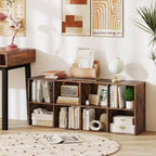 Libreria a 8 cubi Costway con 2 kit antiribaltamento, organizer marrone rustico/bianco