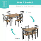 Set da Pranzo per 4 Persone, con 4 Sedie, Set di Mobili da Pranzo Rettangolare da 5 Pezzi con Ripiano Portaoggetti per Spazi Piccoli, Appartamenti, Angolo Cottura