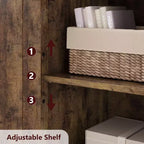 Mobiletto da bagno in stile rustico Acekool 54 con ante in vetro, ripiani regolabili e dispensa indipendente per cucina, soggiorno e sala da pranzo