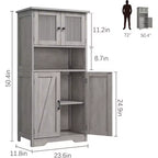 Mobiletto da bagno in stile rustico Acekool 54 con ante in vetro, ripiani regolabili e dispensa indipendente per cucina, soggiorno e sala da pranzo