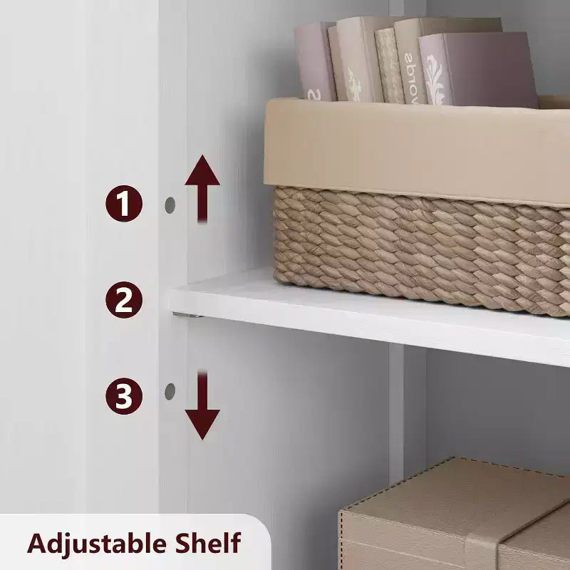 Mobiletto da bagno in stile rustico Acekool 54 con ante in vetro, ripiani regolabili e dispensa indipendente per cucina, soggiorno e sala da pranzo