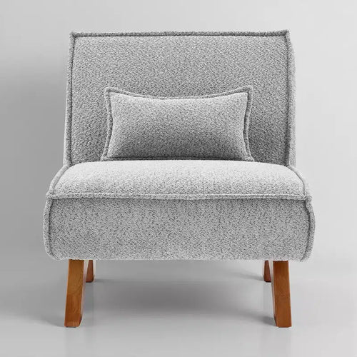 Art Leon Fabric Upholstered Accent Slipper Chair with Removable Pillow and Wood Legs