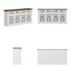 Credenza decorativa bianca Famapy, mobile d'accento con rilievo cavo - Libreria con ante a fantasia