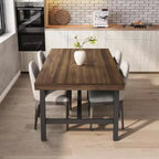 Tavolo da pranzo rustico in legno per 6-8 persone con robuste gambe in metallo nero, design industriale rettangolare, perfetto per cucina, sala da pranzo, soggiorno