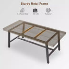 Tavolo da pranzo rustico in legno per 6-8 persone con robuste gambe in metallo nero, design industriale rettangolare, perfetto per cucina, sala da pranzo, soggiorno
