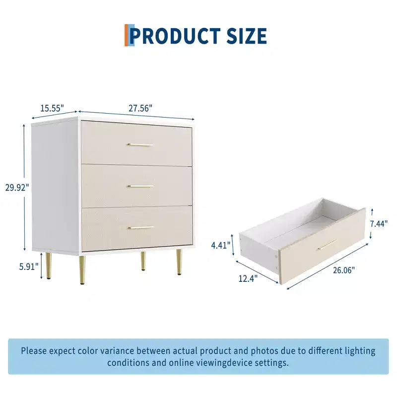 Comodino Moderno Bianco per Camera da Letto, Cassettiera a 3 Cassetti, Tavolino Comodino Piccolo, Comodino in Legno con Cassetti per Camera da Letto, Soggiorno