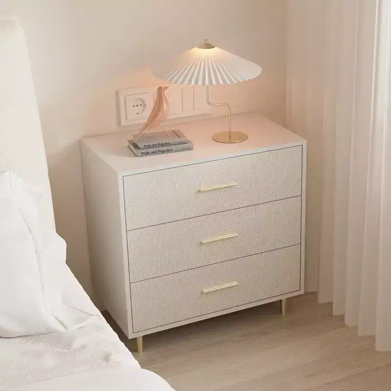 Comodino Moderno Bianco per Camera da Letto, Cassettiera a 3 Cassetti, Tavolino Comodino Piccolo, Comodino in Legno con Cassetti per Camera da Letto, Soggiorno