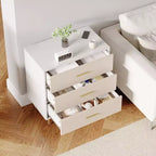 Comodino Moderno Bianco per Camera da Letto, Cassettiera a 3 Cassetti, Tavolino Comodino Piccolo, Comodino in Legno con Cassetti per Camera da Letto, Soggiorno