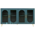 HomeRoots 60 Teal Blue Ribbed Texture Sideboard with Four Doors