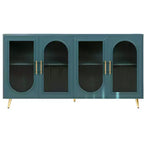 HomeRoots Credenza a quattro ante con texture a coste blu petrolio, 60 pollici