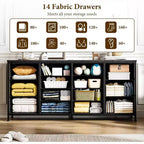 Comò porta TV extra largo da 160 cm con 14 cassetti in tessuto e alimentazione/USB integrata, mobile TV per televisori da 65-75 pollici, organizer per camera da letto