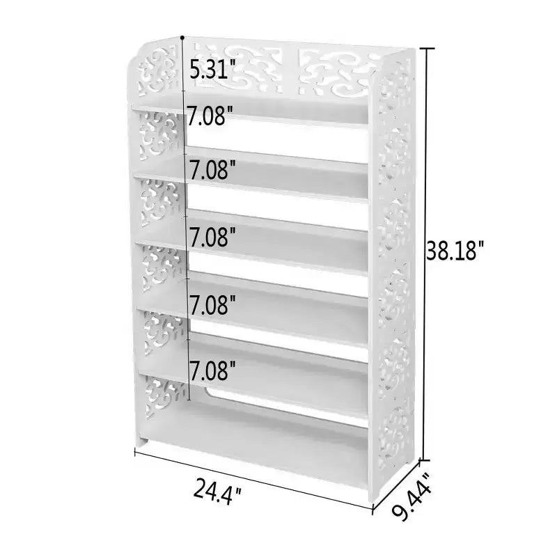 Scarpiera Karl Home a 6 ripiani in legno bianco, 61,5 cm L