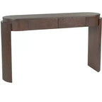 Consolle MAYEERTY con Finitura a Grana di Legno Naturale, Design Canettato, Piano Ovale e 2 Cassetti per Ingresso e Soggiorno, Espresso