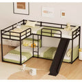 GDFStudio Hobson 4-Person L-Shaped Bunk Bed with Slide, 113, Modern Design