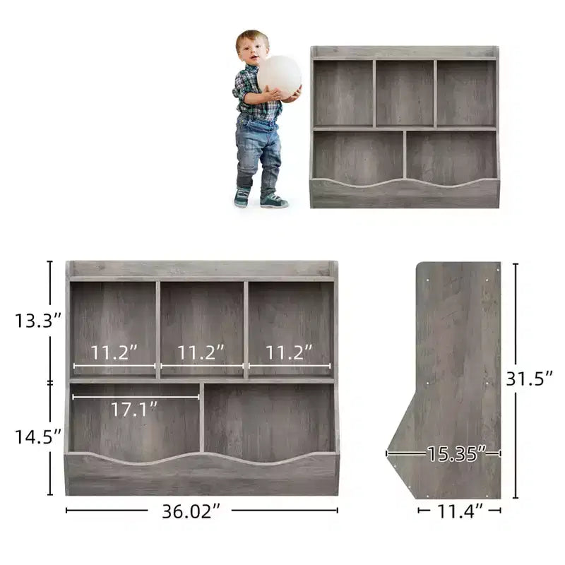 COZONY Armadietto Porta Giochi per Bambini, Scaffale e Organizzatore a Cubi per Giocattoli in 2 Pezzi con Contenitori, Libreria per Camera da Letto e Sala Giochi, Grigio