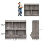 COZONY Armadietto Porta Giochi per Bambini, Scaffale e Organizzatore a Cubi per Giocattoli in 2 Pezzi con Contenitori, Libreria per Camera da Letto e Sala Giochi, Grigio