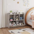 COZONY Armadietto Porta Giochi per Bambini, Scaffale e Organizzatore a Cubi per Giocattoli in 2 Pezzi con Contenitori, Libreria per Camera da Letto e Sala Giochi, Grigio