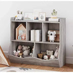 COZONY Armadietto Porta Giochi per Bambini, Scaffale e Organizzatore a Cubi per Giocattoli in 2 Pezzi con Contenitori, Libreria per Camera da Letto e Sala Giochi, Grigio