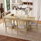 Set da pranzo allungabile MAYEERTY di 7 pezzi, tavolo rustico da 78" e 6 sedie