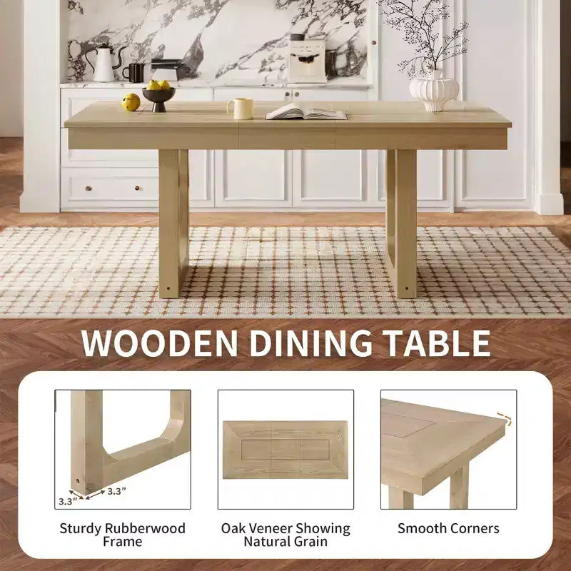 Set da pranzo allungabile MAYEERTY di 7 pezzi, tavolo rustico da 78" e 6 sedie