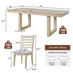 Set da pranzo allungabile MAYEERTY di 7 pezzi, tavolo rustico da 78" e 6 sedie