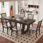 Set da pranzo allungabile MAYEERTY di 7 pezzi, tavolo rustico da 78" e 6 sedie