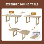 Set da pranzo allungabile MAYEERTY di 7 pezzi, tavolo rustico da 78" e 6 sedie