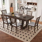Set da pranzo allungabile MAYEERTY di 7 pezzi, tavolo rustico da 78" e 6 sedie