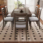Set da pranzo allungabile MAYEERTY di 7 pezzi, tavolo rustico da 78" e 6 sedie
