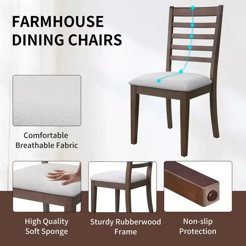 Set da pranzo allungabile MAYEERTY di 7 pezzi, tavolo rustico da 78" e 6 sedie