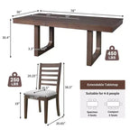 Set da pranzo allungabile MAYEERTY di 7 pezzi, tavolo rustico da 78" e 6 sedie