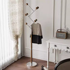 Appendiabiti da terra Bekrvio con base in marmo pesante, albero appendiabiti in metallo extra-stabile con 8/9 ganci in legno massiccio per vestiti, cappelli e borse
