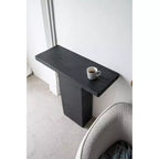Tavolino da caffè rettangolare nero con base a piedistallo 35,5x14x35,5