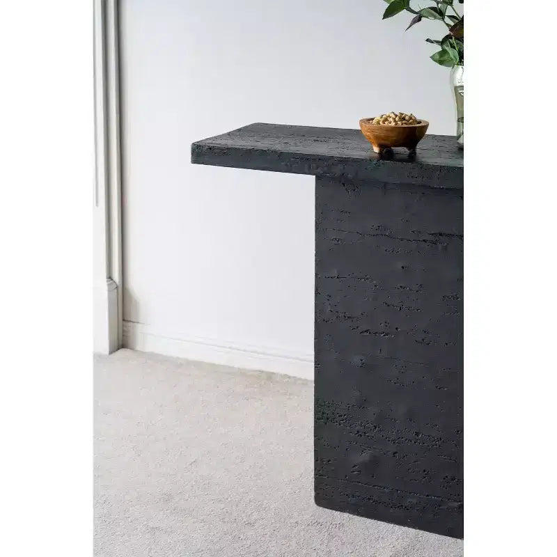 Tavolino da caffè rettangolare nero con base a piedistallo 35,5x14x35,5