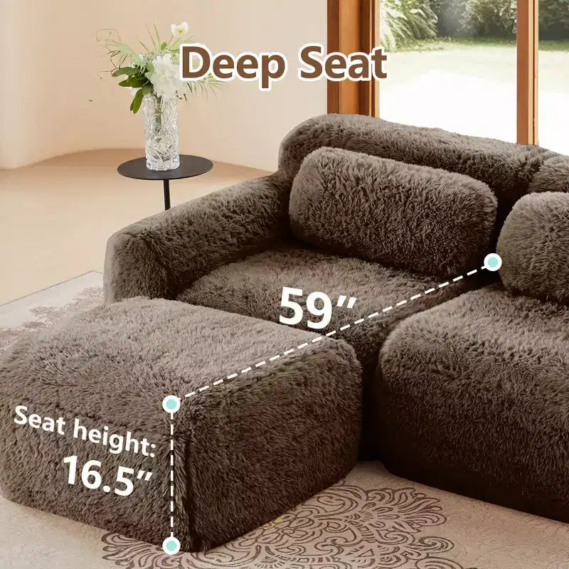 Divano componibile a 3 posti con pouf, schiuma HD 32D, nessun montaggio richiesto, base antiscivolo, per soggiorno/home theater