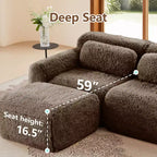 Divano componibile a 3 posti con pouf, schiuma HD 32D, nessun montaggio richiesto, base antiscivolo, per soggiorno/home theater
