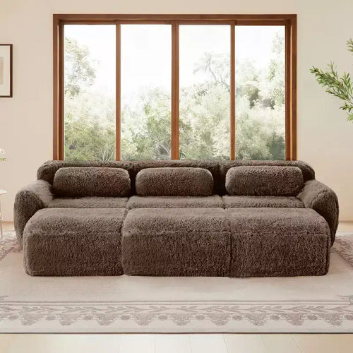 Divano componibile a 3 posti con pouf, schiuma HD 32D, nessun montaggio richiesto, base antiscivolo, per soggiorno/home theater