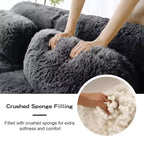 Divano componibile a 3 posti con pouf, schiuma HD 32D, nessun montaggio richiesto, base antiscivolo, per soggiorno/home theater