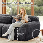 Divano componibile a 3 posti con pouf, schiuma HD 32D, nessun montaggio richiesto, base antiscivolo, per soggiorno/home theater