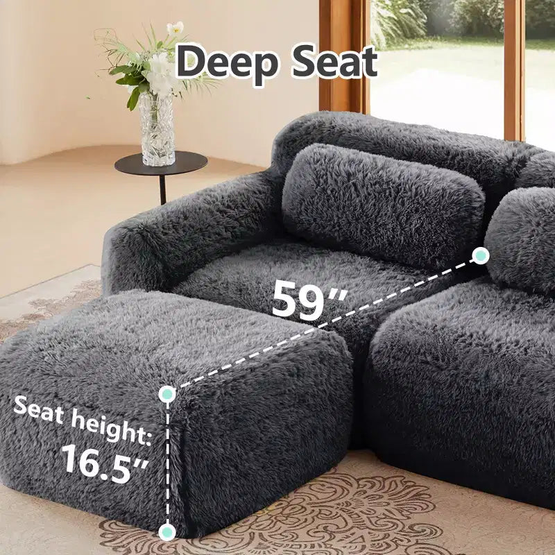 Divano componibile a 3 posti con pouf, schiuma HD 32D, nessun montaggio richiesto, base antiscivolo, per soggiorno/home theater