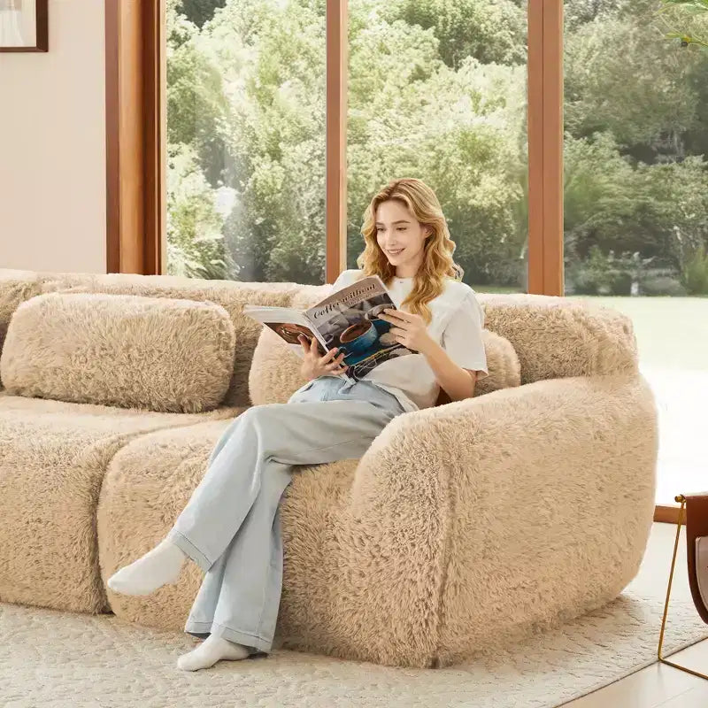 Divano componibile a 3 posti con pouf, schiuma HD 32D, nessun montaggio richiesto, base antiscivolo, per soggiorno/home theater