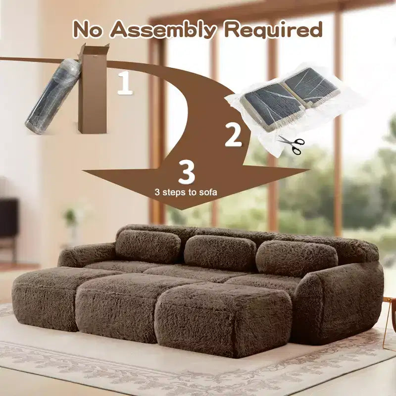 Divano componibile a 3 posti con pouf, schiuma HD 32D, nessun montaggio richiesto, base antiscivolo, per soggiorno/home theater