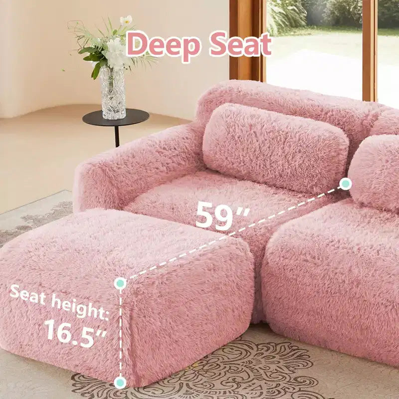 Divano componibile a 3 posti con pouf, schiuma HD 32D, nessun montaggio richiesto, base antiscivolo, per soggiorno/home theater