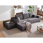 104Cloud Divano componibile, Chaise longue a U, Seduta profonda, Tasche laterali, Tessuto felpato, Nessun montaggio, Grigio, Orientamento a sinistra