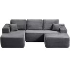 104Cloud Divano componibile, Chaise longue a U, Seduta profonda, Tasche laterali, Tessuto felpato, Nessun montaggio, Grigio, Orientamento a sinistra