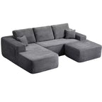 104Cloud Divano componibile, Chaise longue a U, Seduta profonda, Tasche laterali, Tessuto felpato, Nessun montaggio, Grigio, Orientamento a sinistra