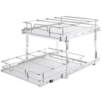 VIYET Ripiani estraibili a 2 livelli 20W21D, in acciaio cromato resistente, cassetti estraibili, sotto lavello/cucina/bagno