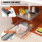 VIYET Ripiani estraibili a 2 livelli 20W21D, in acciaio cromato resistente, cassetti estraibili, sotto lavello/cucina/bagno